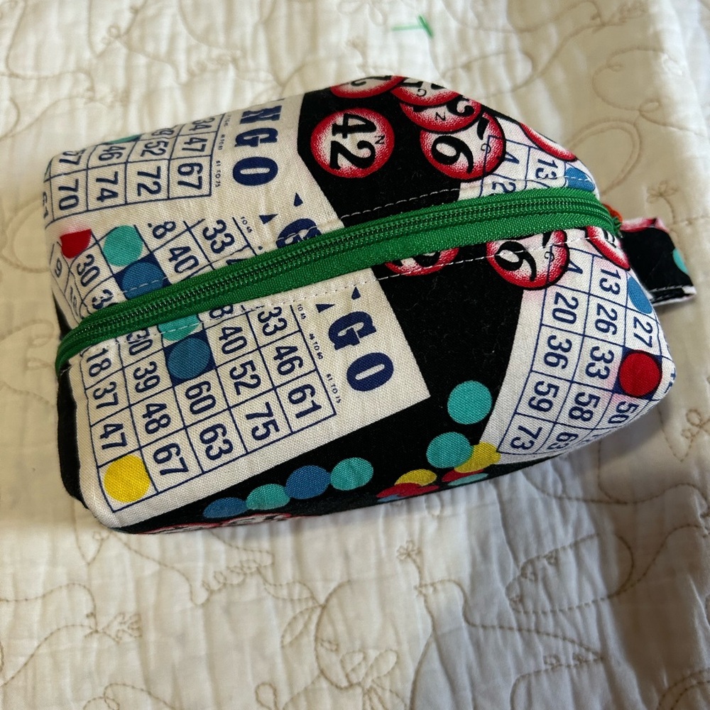 Bingo Themed Pouch with Green Zipper